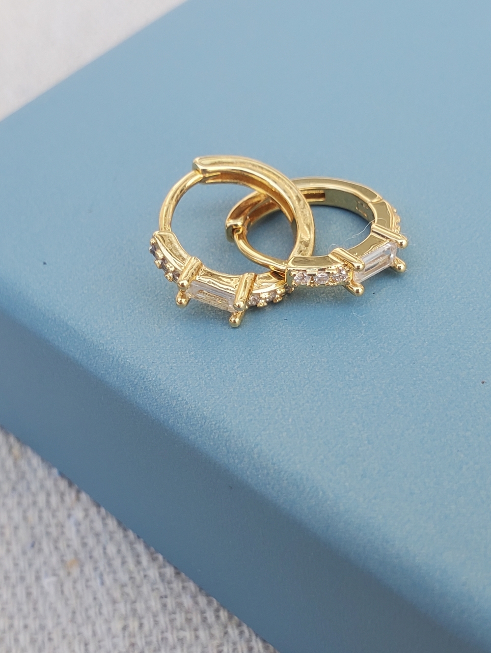 Huggie Hoop Earrings- Cubic Zirconia